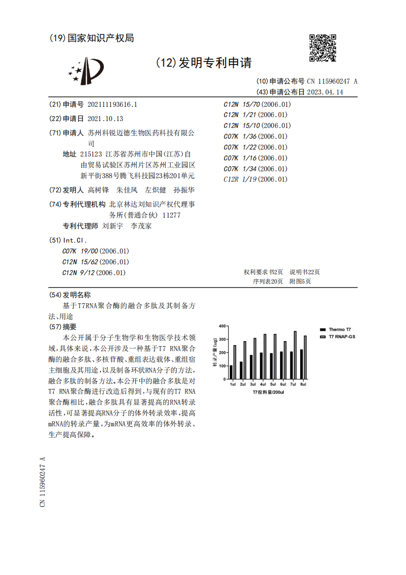 基于T7RNA聚合酶的融合多肽及其制备方法、用途