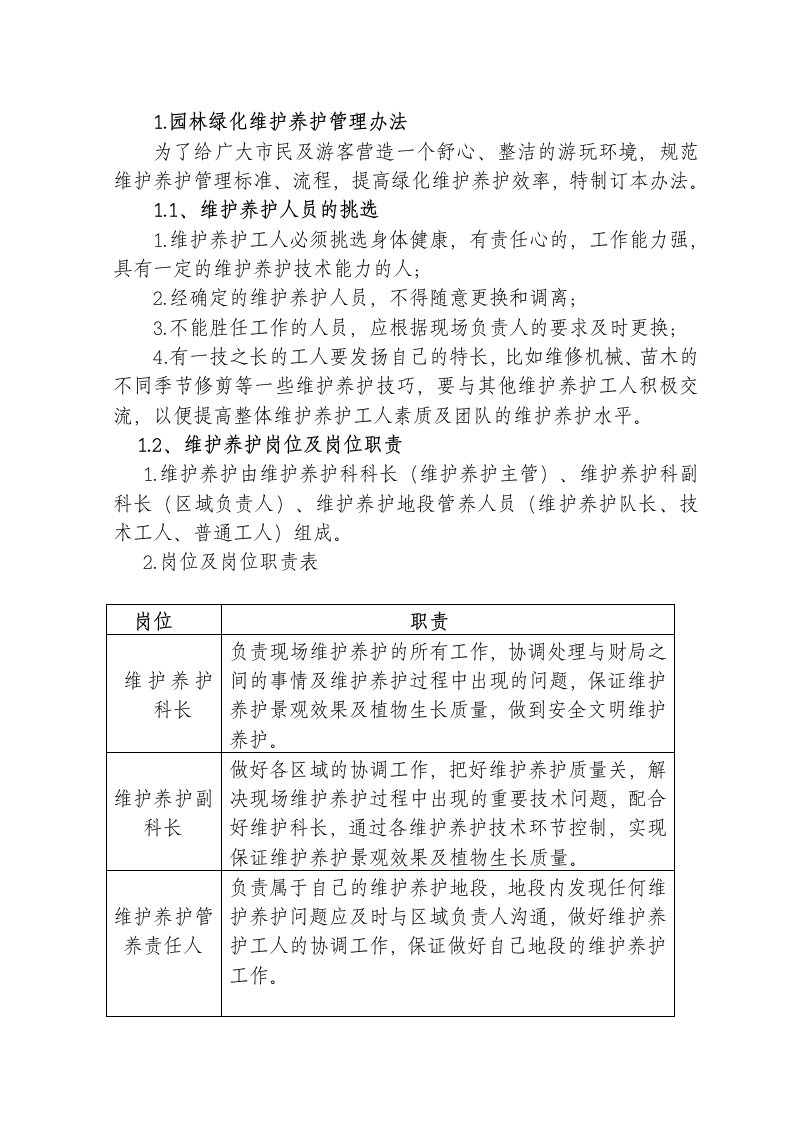 园林绿化维护养护管理办法