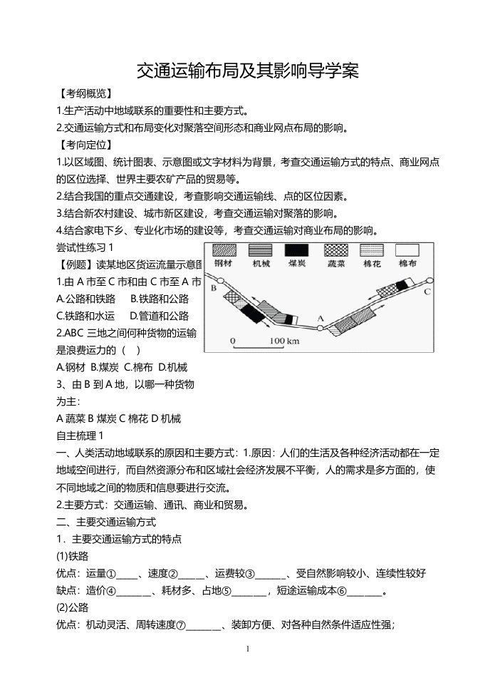 交通运输布局及其影响_导学案