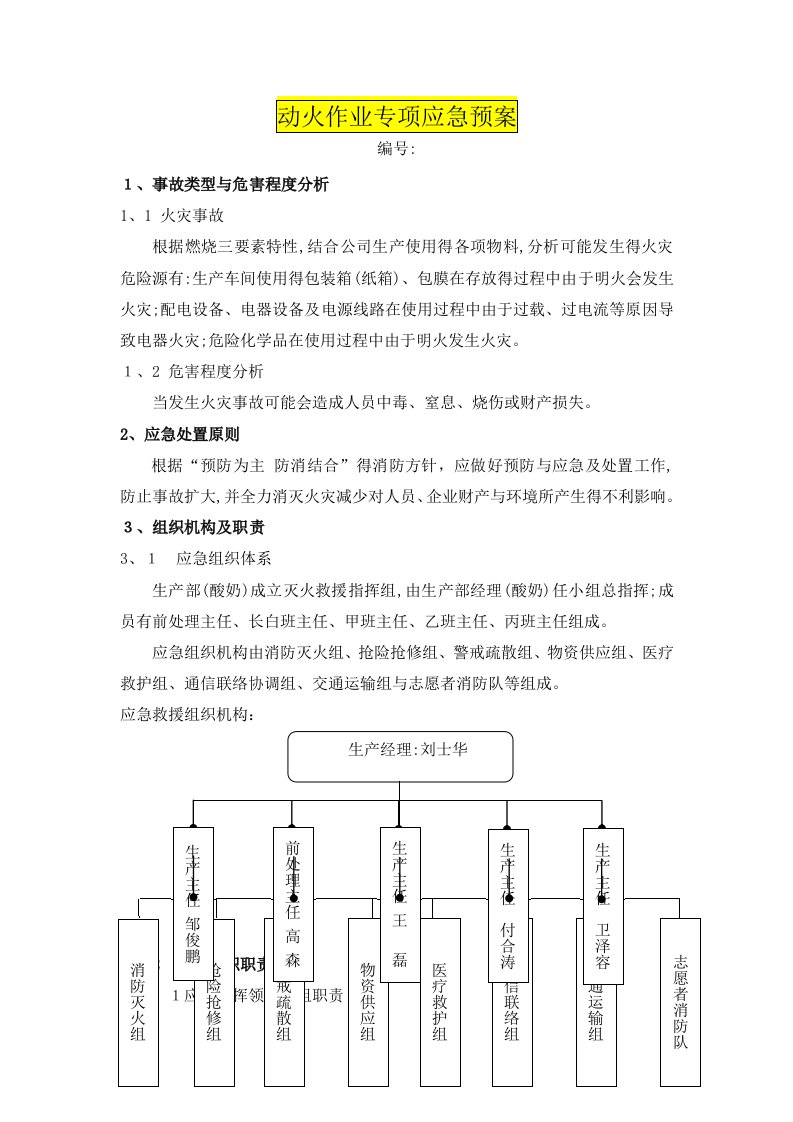 动火作业专项应急预案