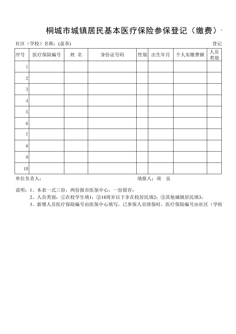 桐城市城镇居民基本医疗保险参保登记(缴费)信息