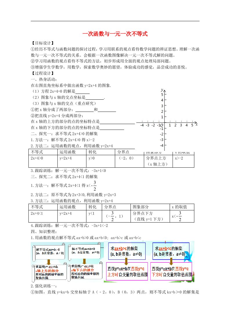 青岛版八下数学10.5《一次函数与一元一次不等式》