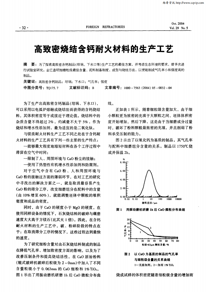 高致密烧结含钙耐火材料的生产工艺