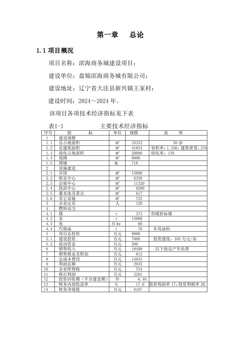 滨海商务城建设可行性研究报告