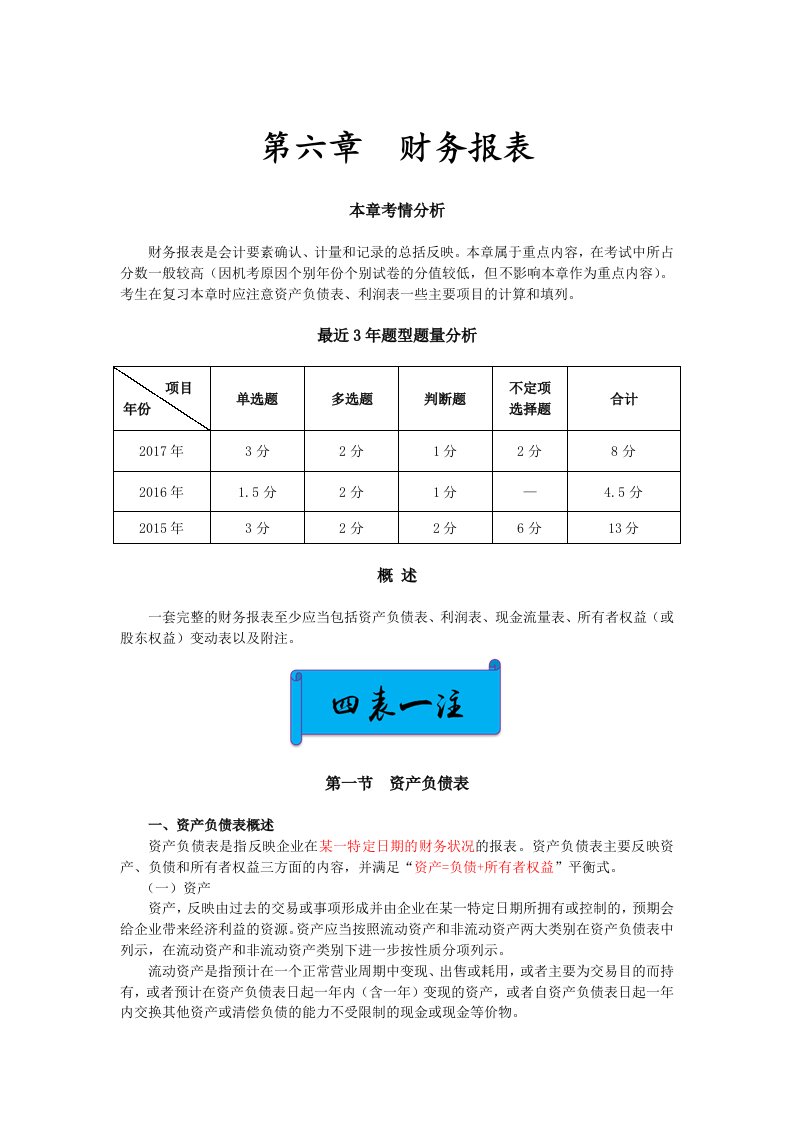 初级会计实务课件-第六章财务报表