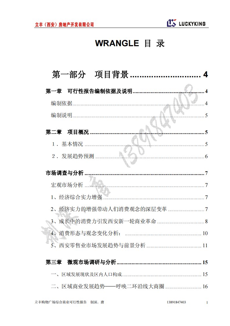 西安立丰购物广场可行性研究报告