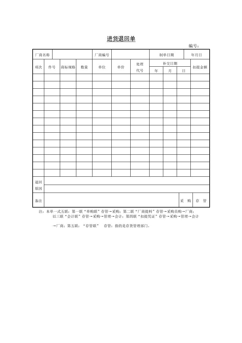 【管理精品】C080335-进货退回单