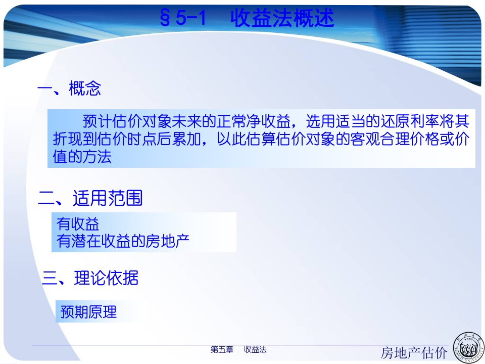 房地产估价收益法概述59页PPT