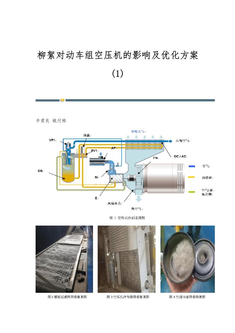 柳絮对动车组空压机的影响及优化方案(1)