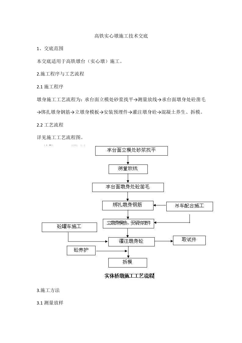 高铁实心墩施工技术交底