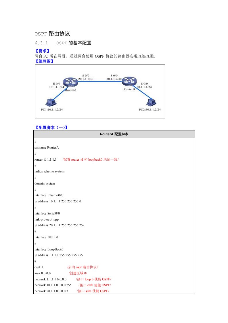 H3C三层交换机OSPF路由协议(H3C网络设备)