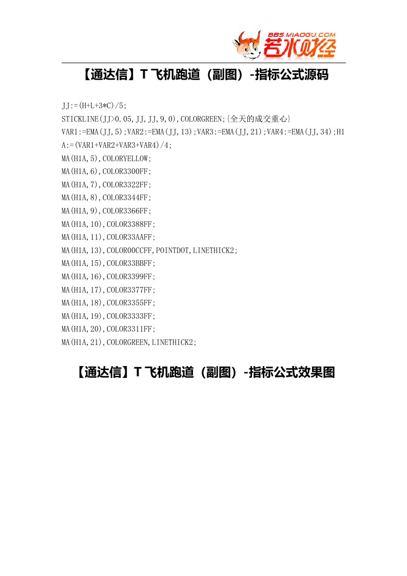 股票指标公式下载通达信T飞机跑道副图