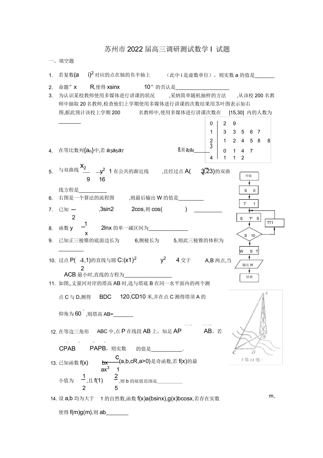 江苏省苏州市同步届高三数学调研测试试题苏教版