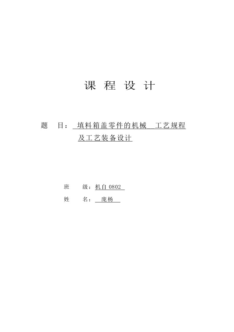 机械制造技术基础课程设计说明书格式