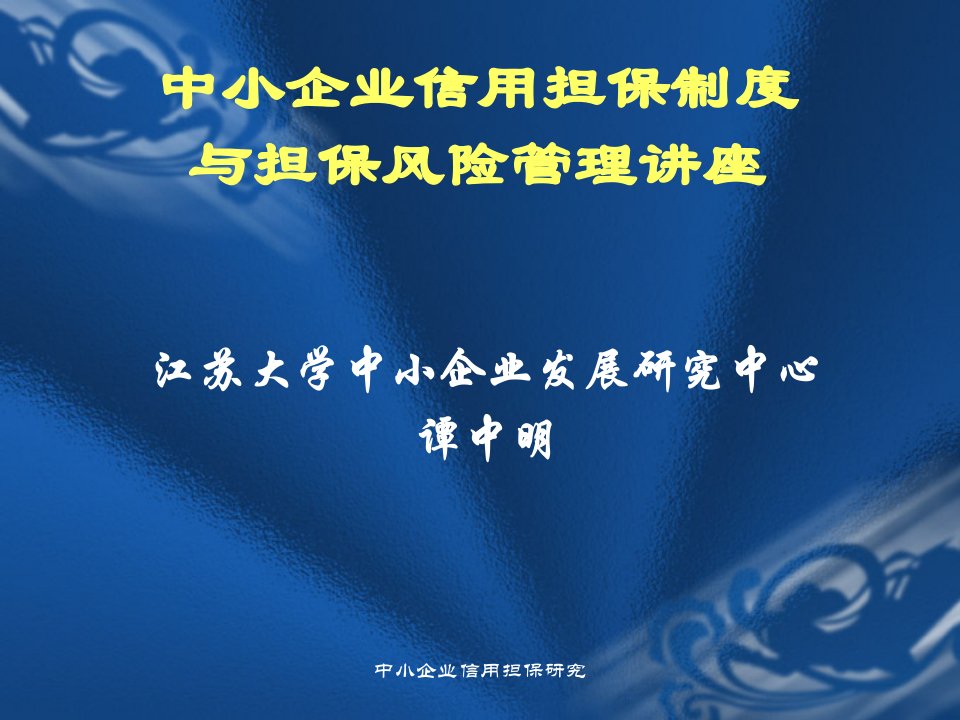 中小企业信用担保制度与担保风险管理讲座