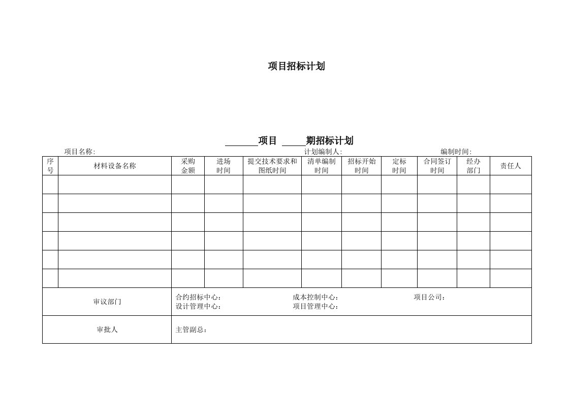 招投标用表格模板