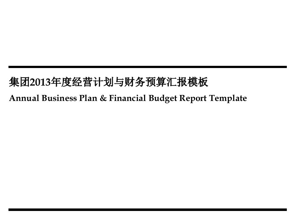 集团公司2013年度经营计划及财务预算汇报模板