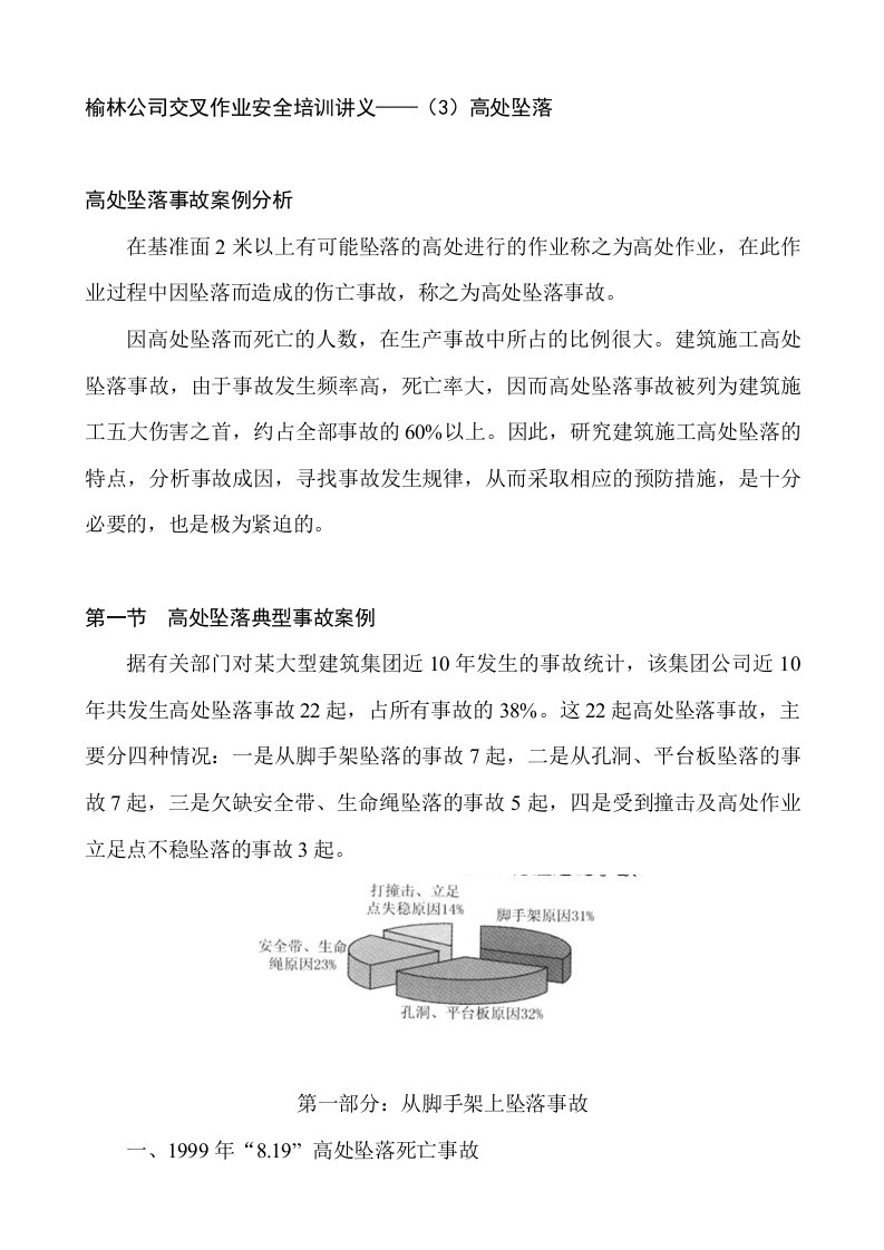 企业培训-榆林公司交叉作业安全培训讲义3高处坠落