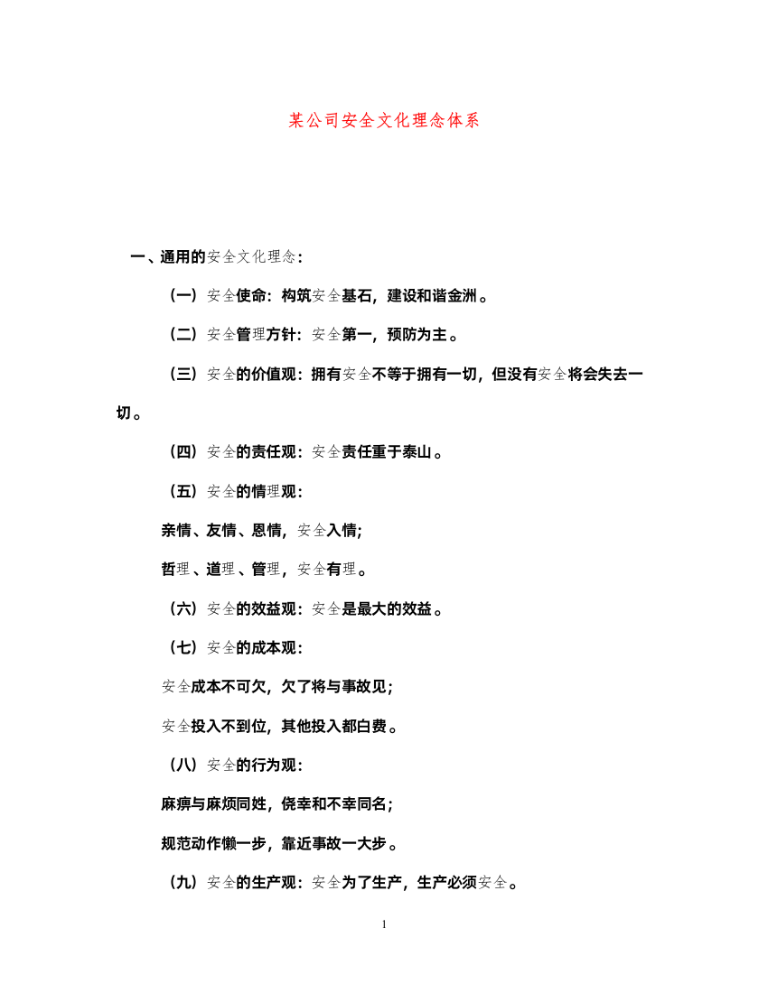 2022《安全文化》之某公司安全文化理念体系