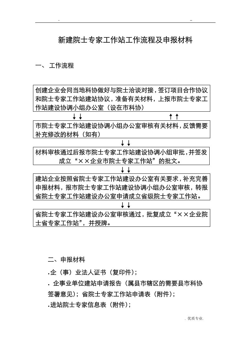 新建院士专家工作站工作流程及申报材料