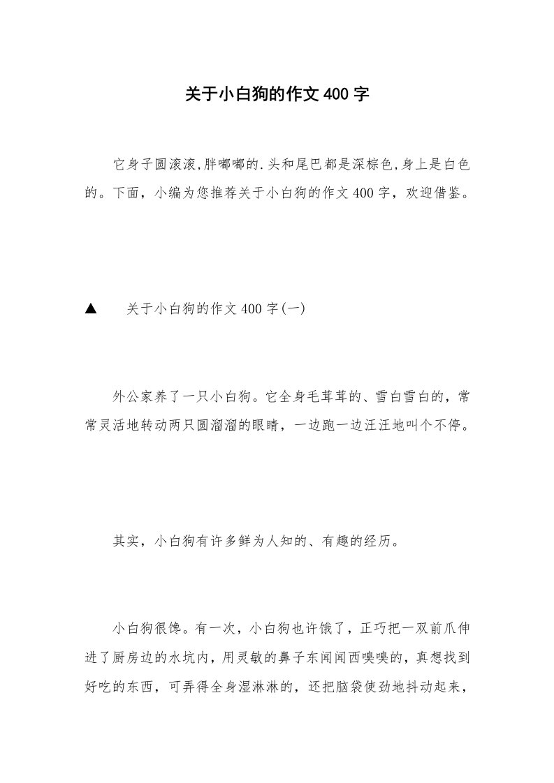 关于小白狗的作文400字