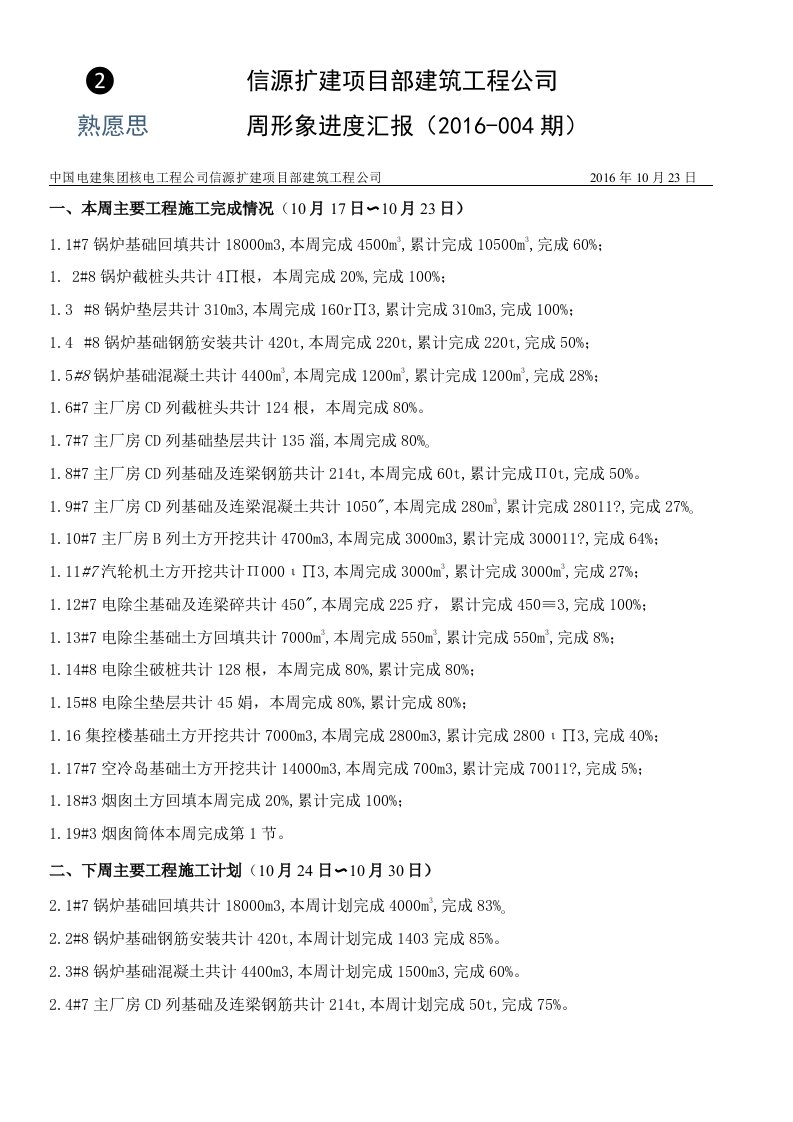 信源项目部建筑周形象进度汇报2016-004