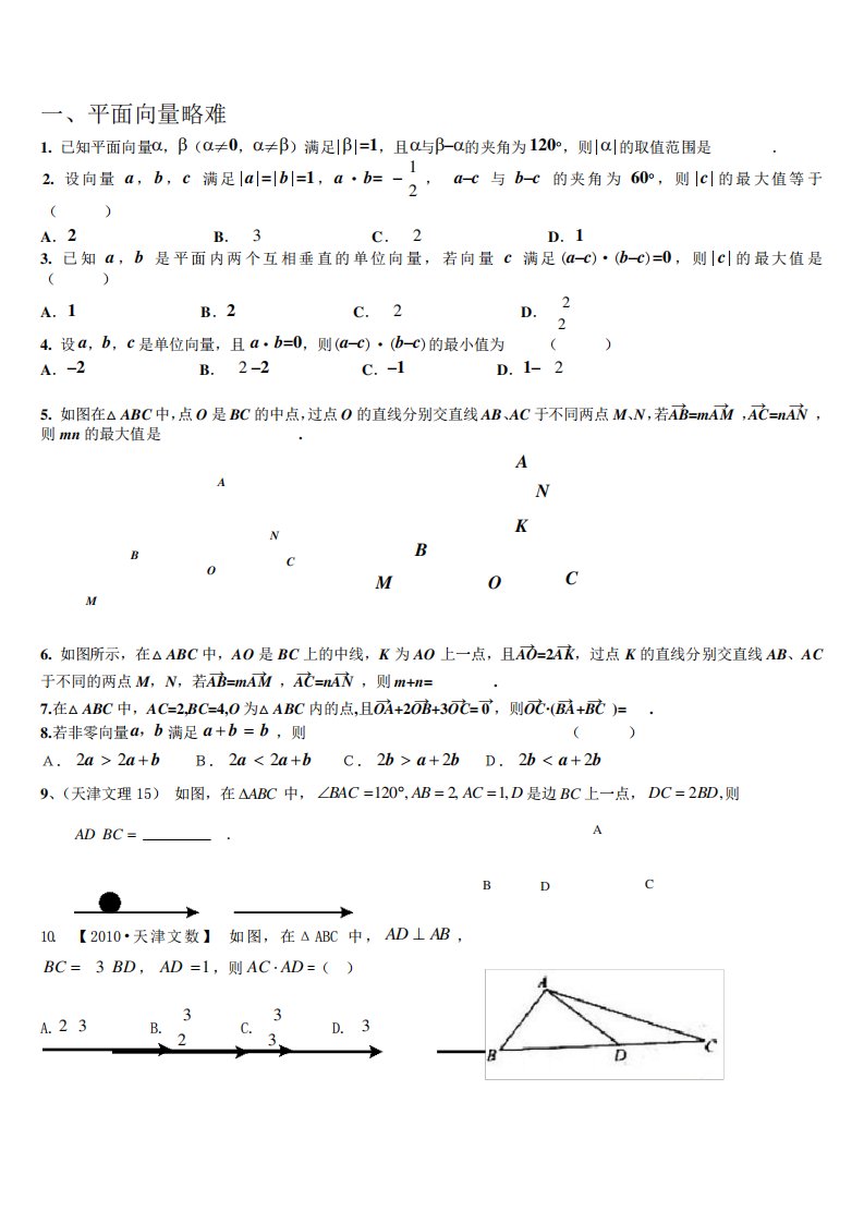 平面向量经典难题