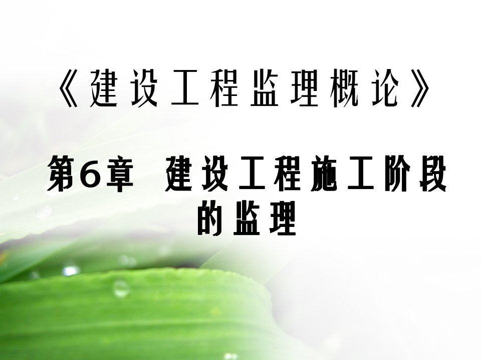 建设工程监理概论第6章建设工程施工阶段的监理