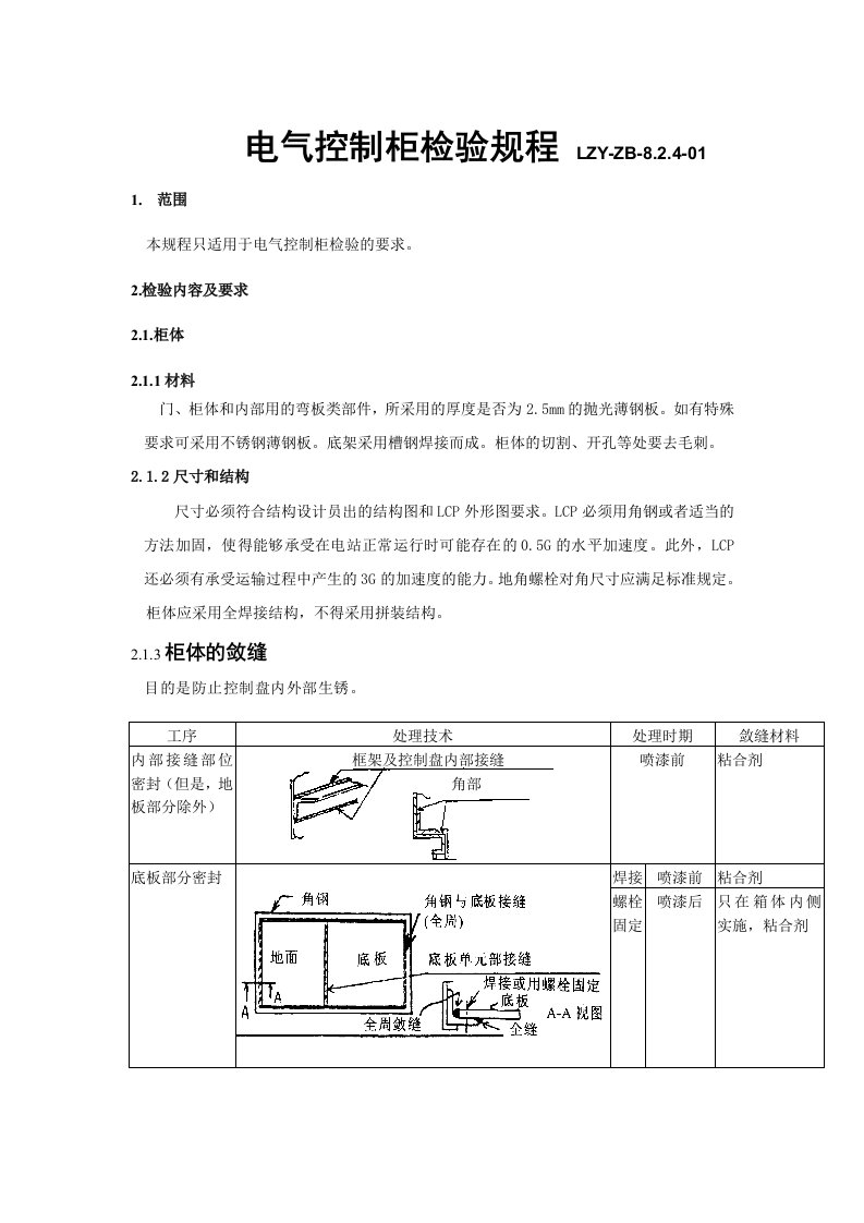 电气控制柜检验规程