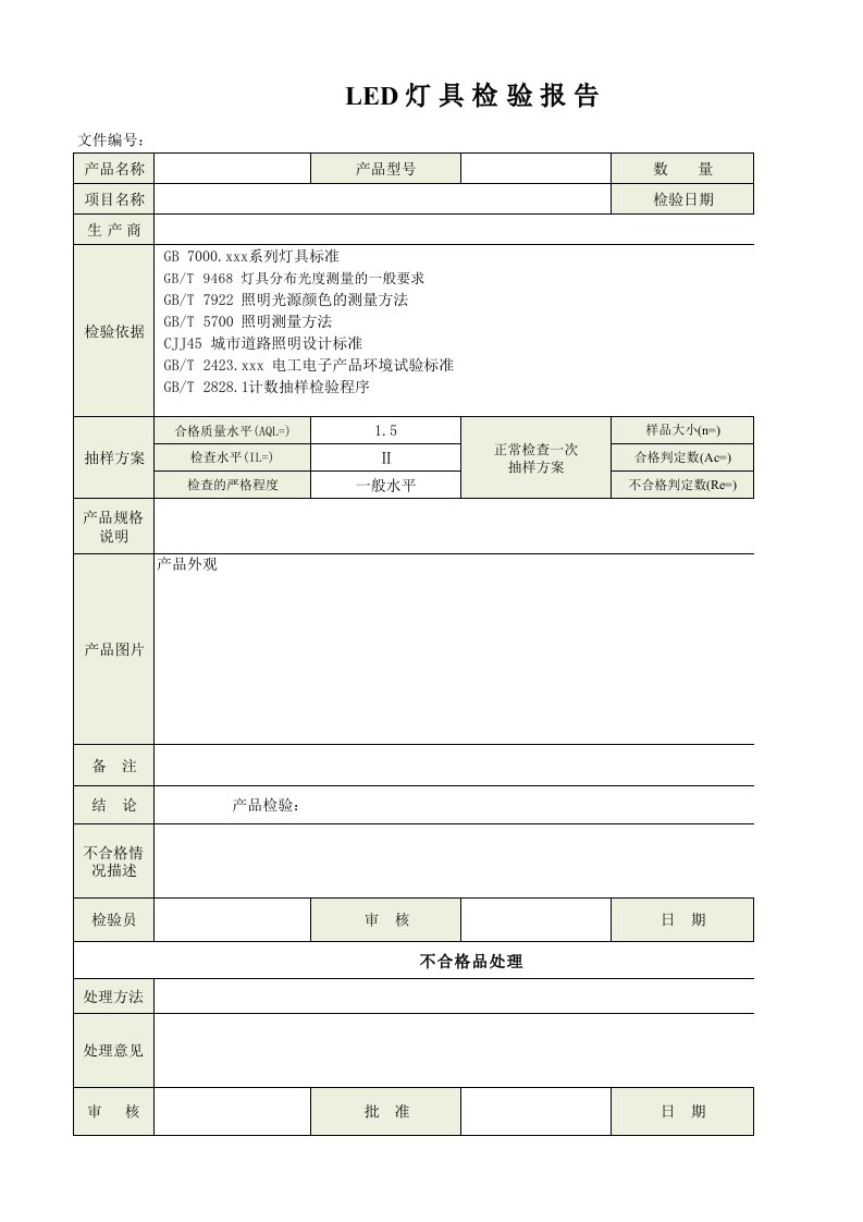 LED灯具检验报告