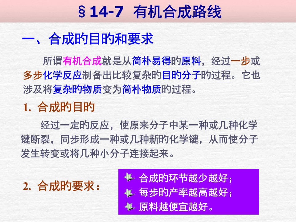 有机化学合成专题省名师优质课赛课获奖课件市赛课一等奖课件