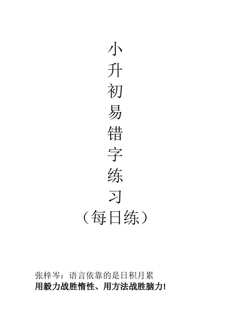 小升初字词练习看拼音写汉字