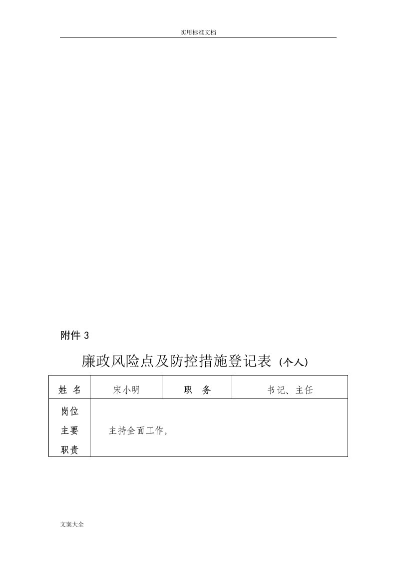 廉政风险点及防控要求措施登记表