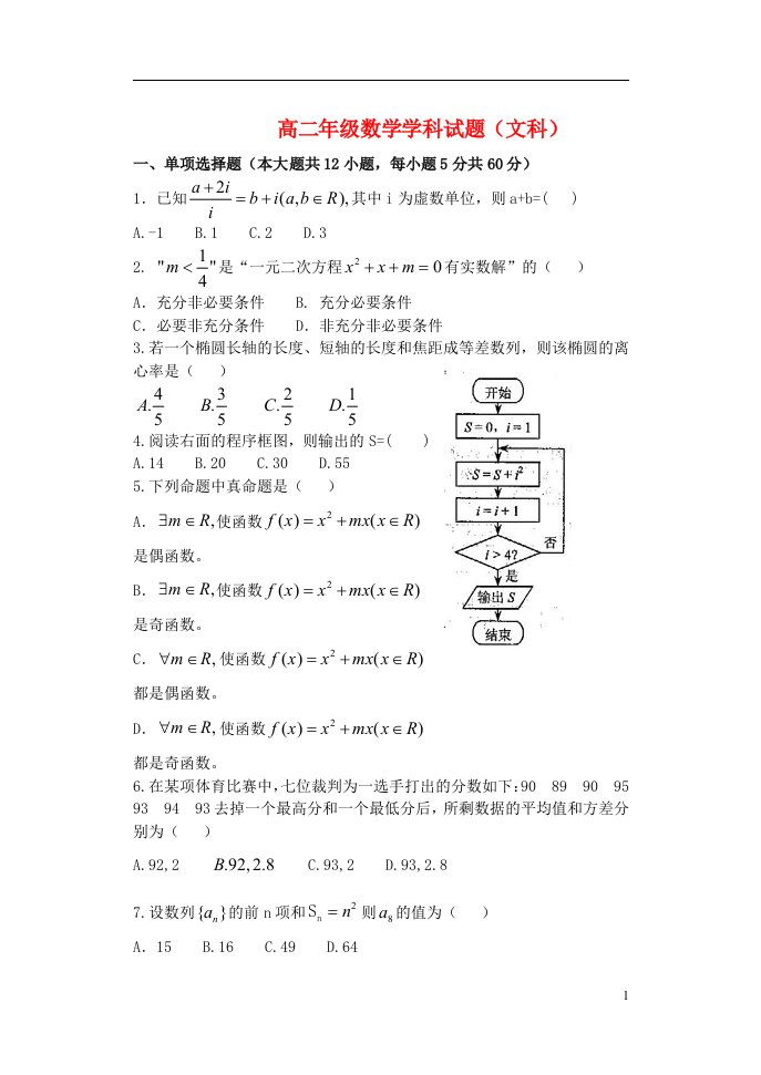 辽宁省大连市高二数学上学期期中试题