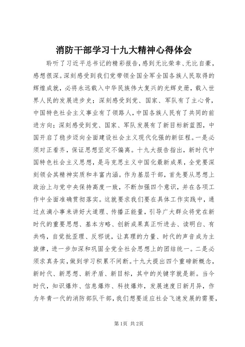 6消防干部学习十九大精神心得体会