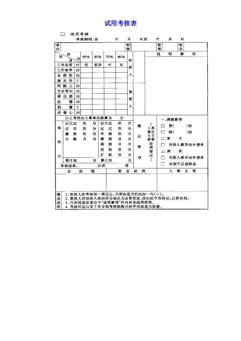 员工绩效考核表汇总44