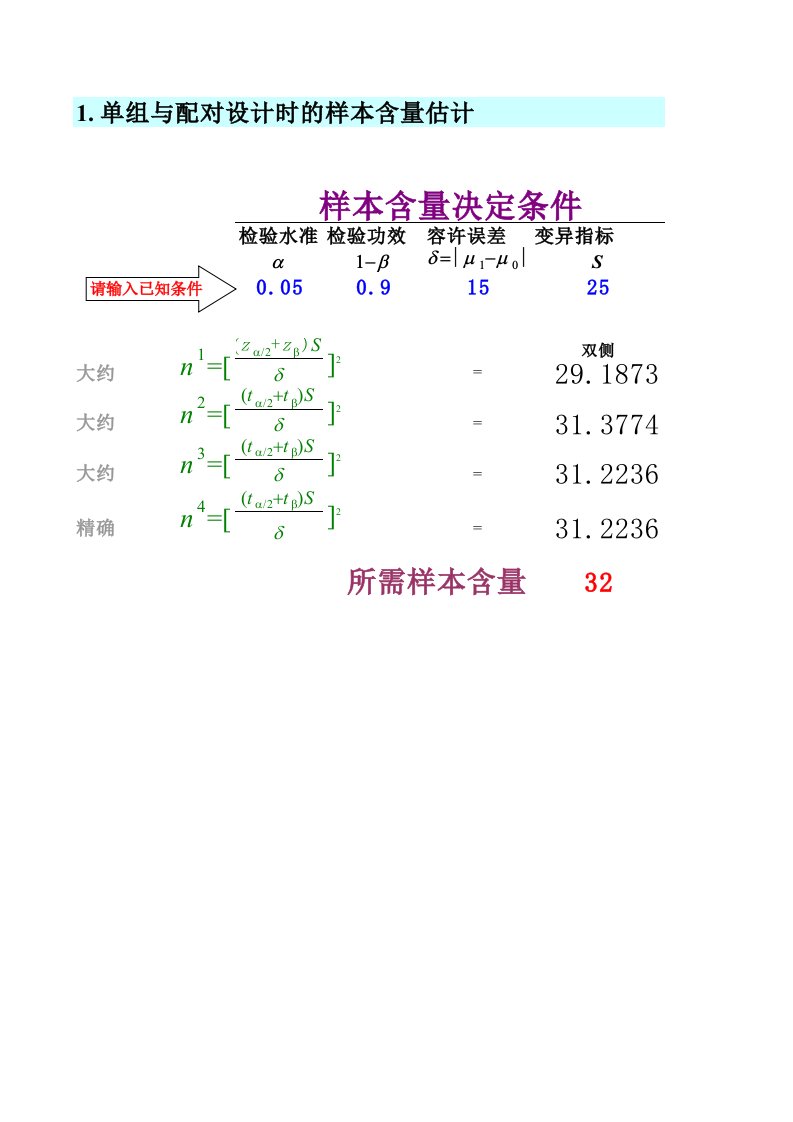 医学临床试验样本量计算器