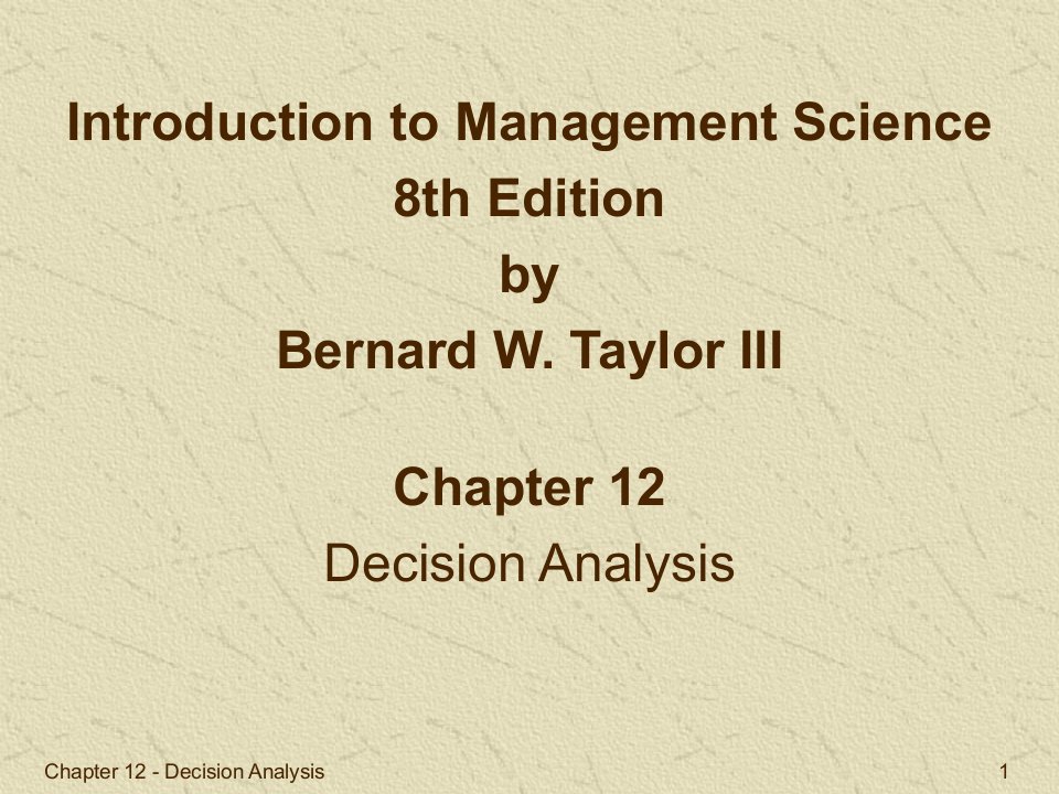 管理科学12-决策分析
