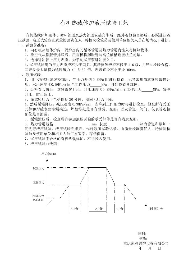 有机热载体炉液压试验工艺