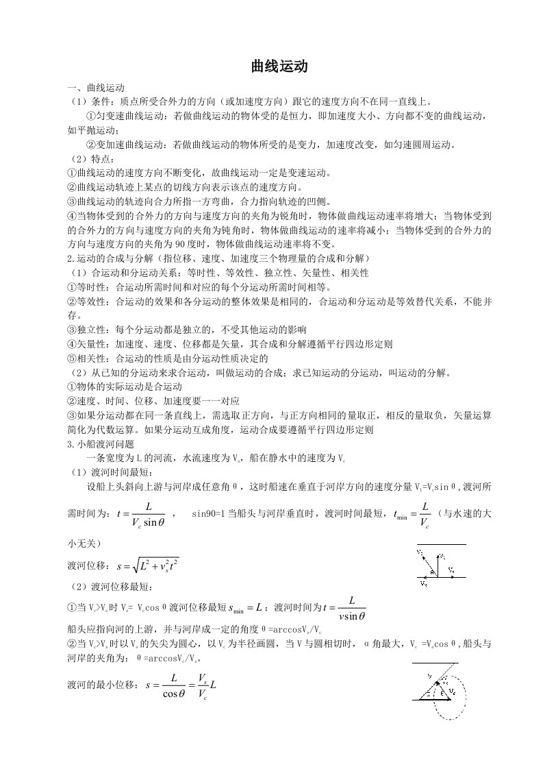 人教版高一物理必修二知识点总结资料