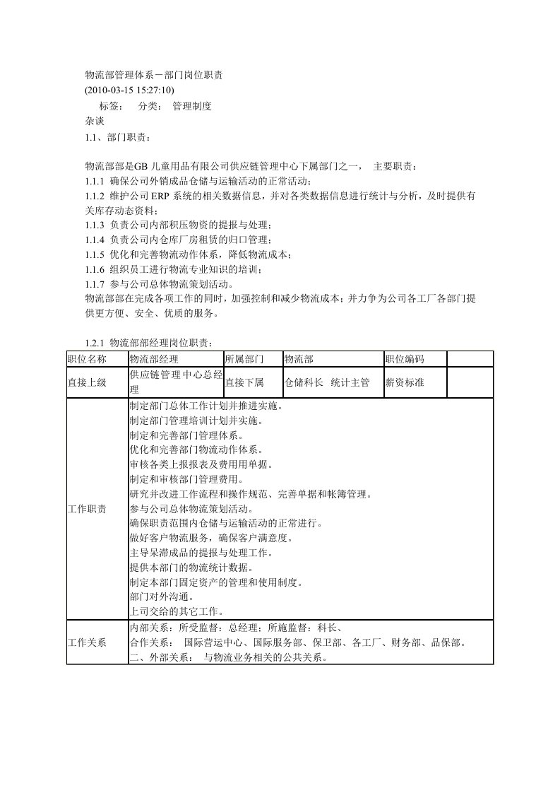 成品仓库主管职责