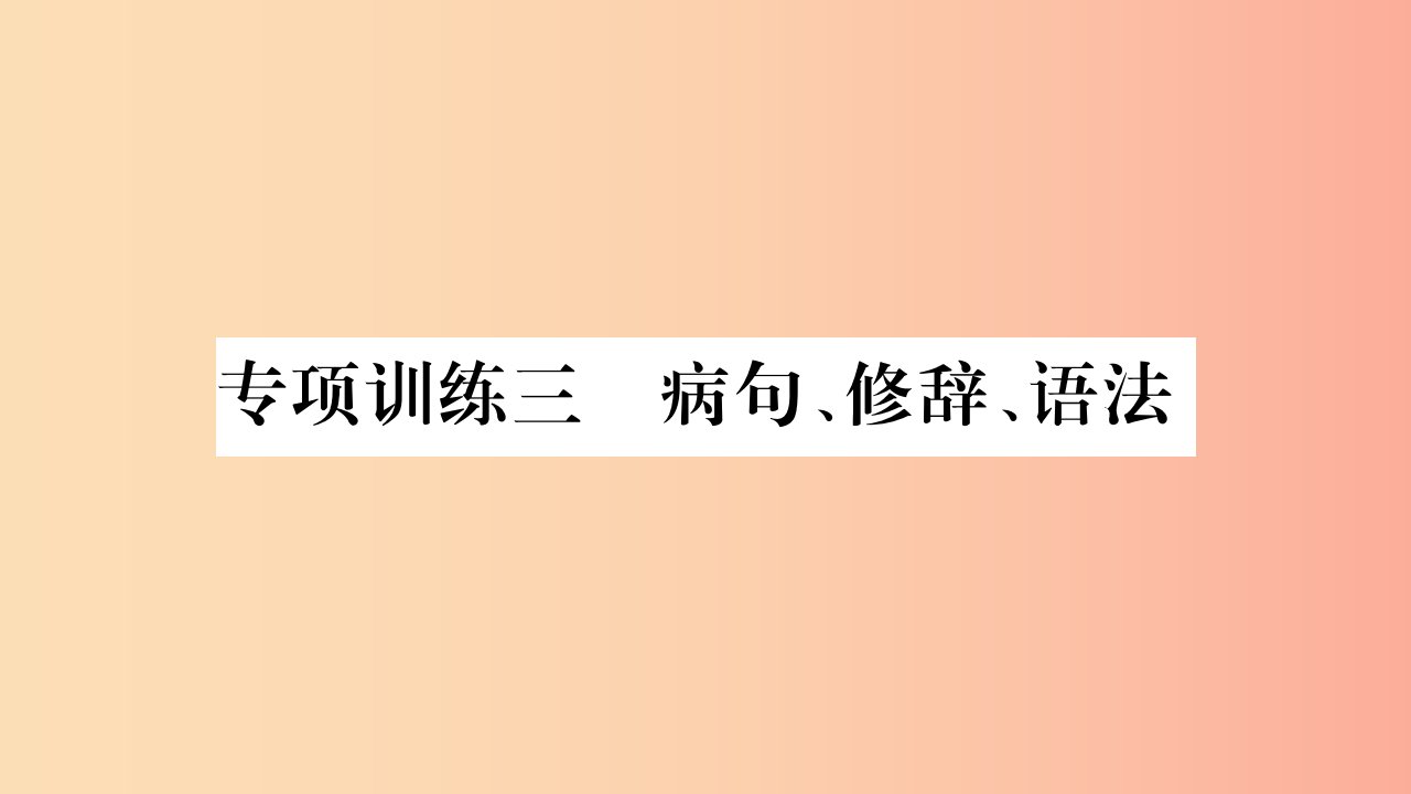 湖南省2019年中考语文第1部分积累与运用专项训练3蹭修辞语法课件