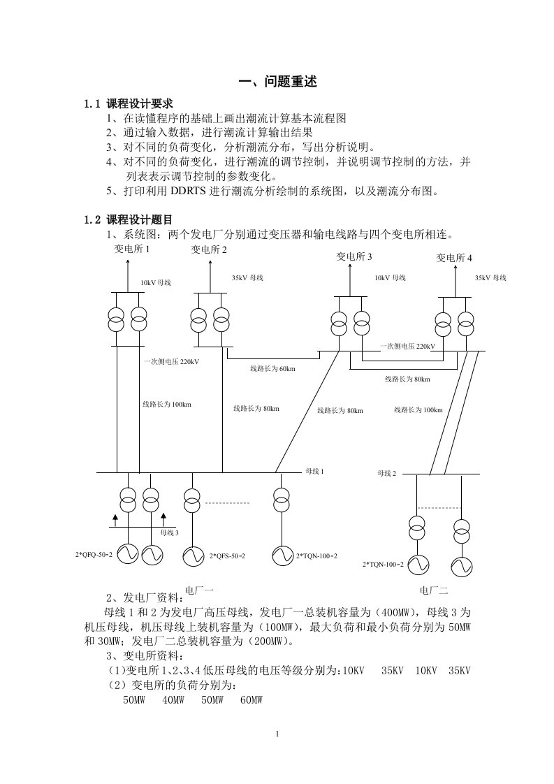 电力系统潮流计算课程设计