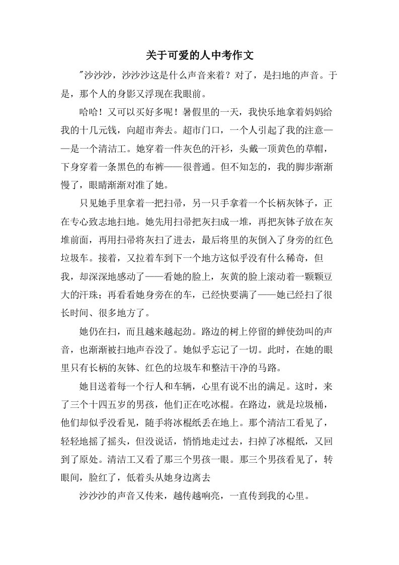 关于可爱的人中考作文