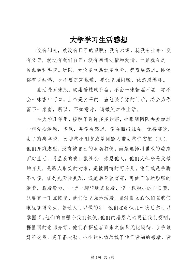 大学学习生活感想