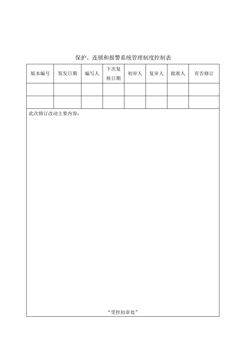 保护、连锁和报警系统的投退管理制度