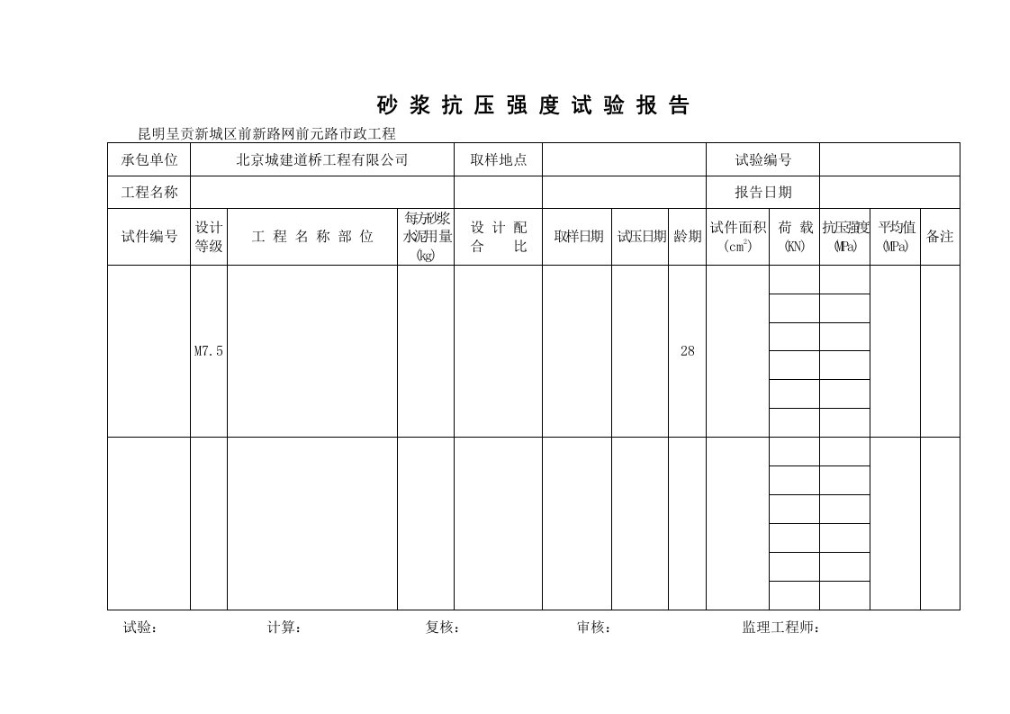 建筑资料-砂浆抗压强度试验报告