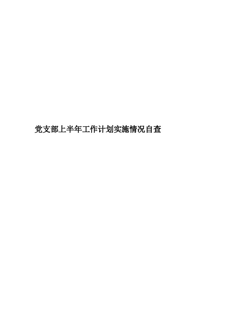 党支部上半年工作计划实施情况自查