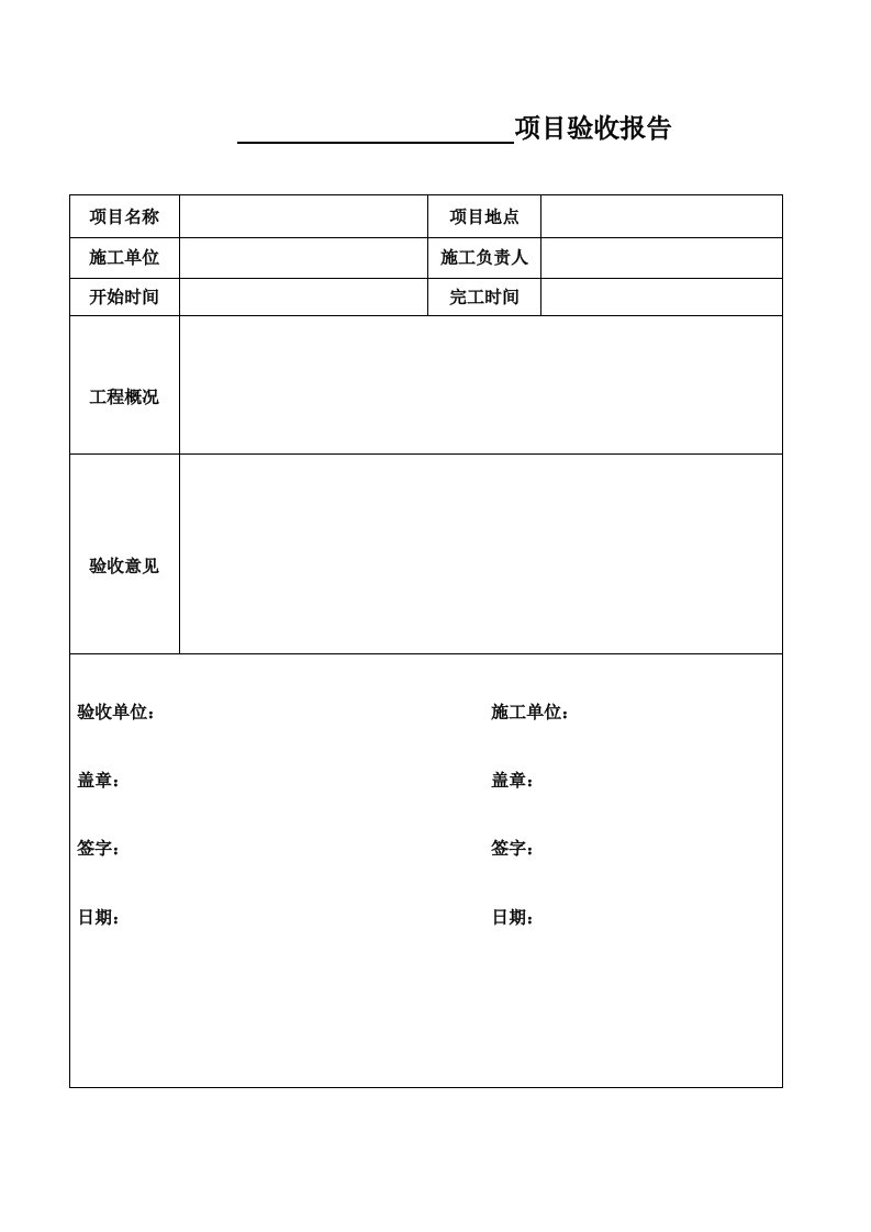 项目验收报告(模板)