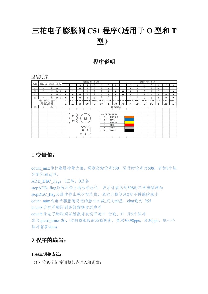 三花电子膨胀阀c51程序(适用于o型和t型)